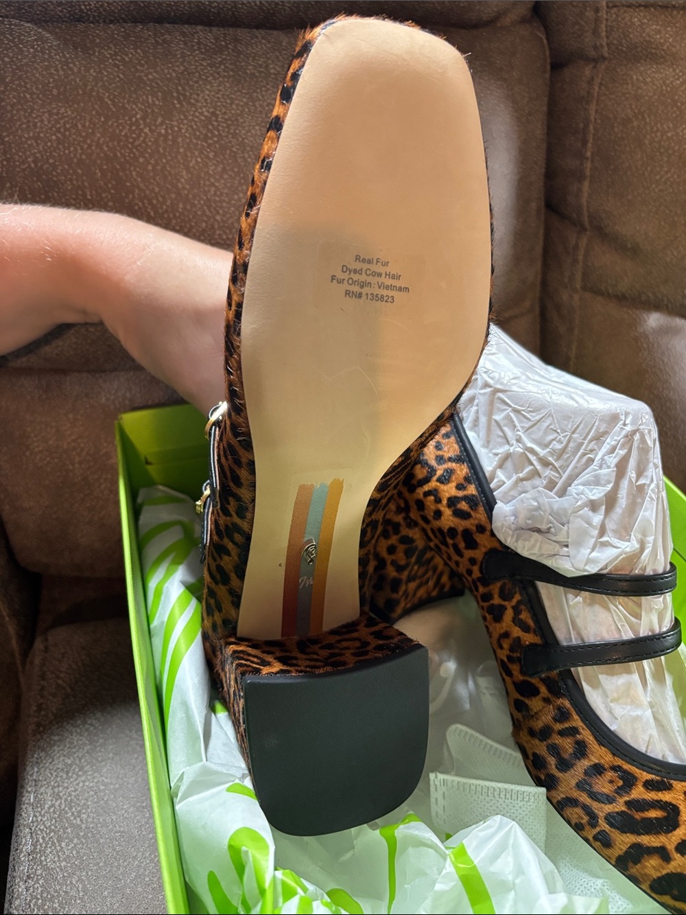 NIB Sam Edelman Sarah Leopard Print Mary Jane Block Heel Pumps Size 7.5 - Picture 5 of 7